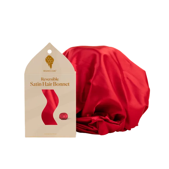 Bounce Curl Satin Hair Bonnet Schlafhaube für Locken verstellbar